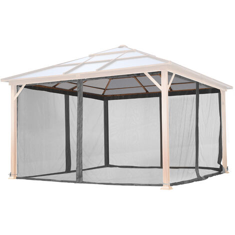 TOOLPORT Moskitonetz für Gartenpavillon Forest Deluxe 4x4 m - Polyester - Insektengitter mit Reißverschluss - grau