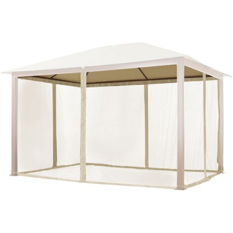 TOOLPORT Moskitonetz für Gartenpavillon Forest Premium 3x4 m - Polyester - Insektengitter mit Reißverschluss - champagner