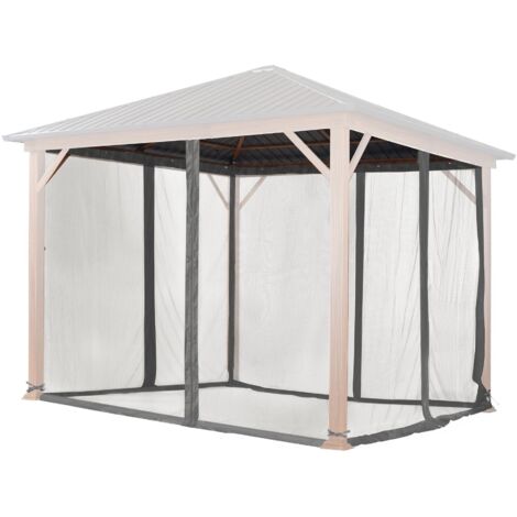 TOOLPORT Moskitonetz für Gartenpavillon Forest Superior 3x3 m - Polyester - Insektengitter mit Reißverschluss - grau