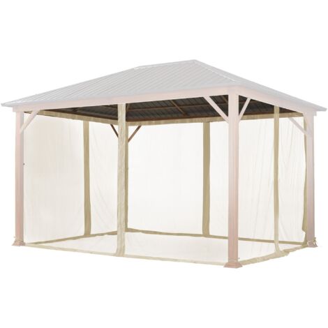 TOOLPORT Moskitonetz für Gartenpavillon Forest Superior 3x4 m - Polyester - Insektengitter mit Reißverschluss - champagner