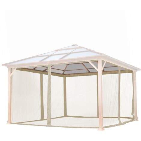 TOOLPORT Moskitonetz für Gartenpavillon Forest Superior 4x4 m - Polyester - Insektengitter mit Reißverschluss - champagner
