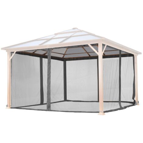 TOOLPORT Moskitonetz für Gartenpavillon Forest Superior 4x4 m - Polyester - Insektengitter mit Reißverschluss - grau