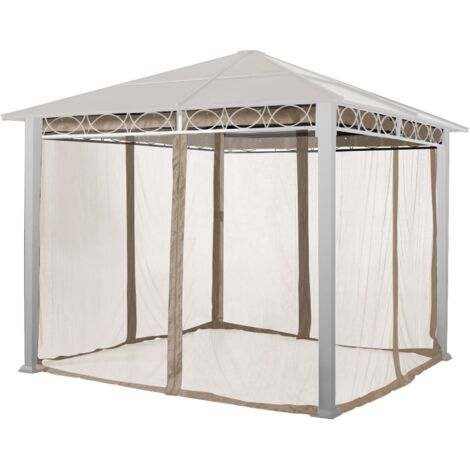 TOOLPORT Moskitonetz für Gartenpavillon Rendezvous Deluxe 3x3 m - Polyester - Insektengitter mit Reißverschluss - cappuccino