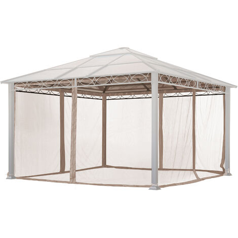 TOOLPORT Moskitonetz für Gartenpavillon Rendezvous Deluxe 4x4 m - Polyester - Insektengitter mit Reißverschluss - cappuccino