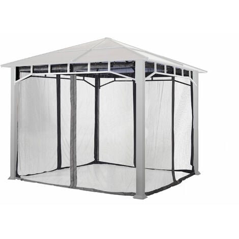 INTENT24 TOOLPORT Moskitonetz für Gartenpavillon Sunset Deluxe 3x3 m - Polyester - Insektengitter mit Reißverschluss - grau