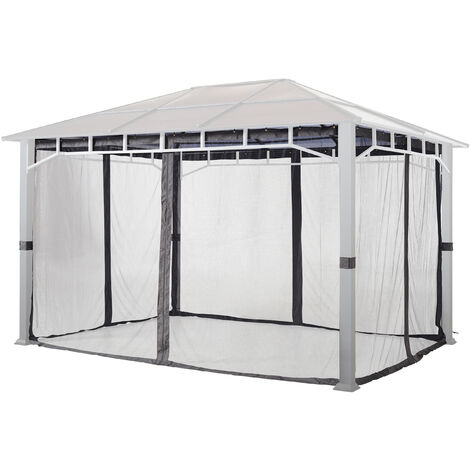 TOOLPORT Moskitonetz für Gartenpavillon Sunset Deluxe 3x4 m - Polyester - Insektengitter mit Reißverschluss - grau