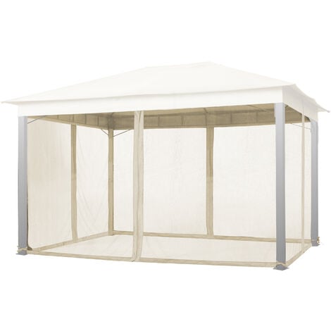 TOOLPORT Moskitonetz für Gartenpavillon Sunset Premium 3x4 m - Polyester - Insektengitter mit Reißverschluss - champagner