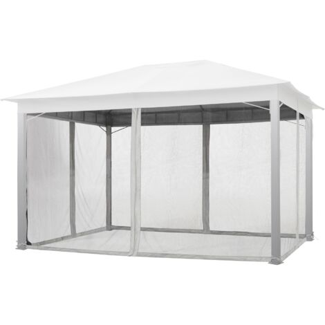 TOOLPORT Moskitonetz für Gartenpavillon Sunset Premium 3x4 m - Polyester - Insektengitter mit Reißverschluss - grau