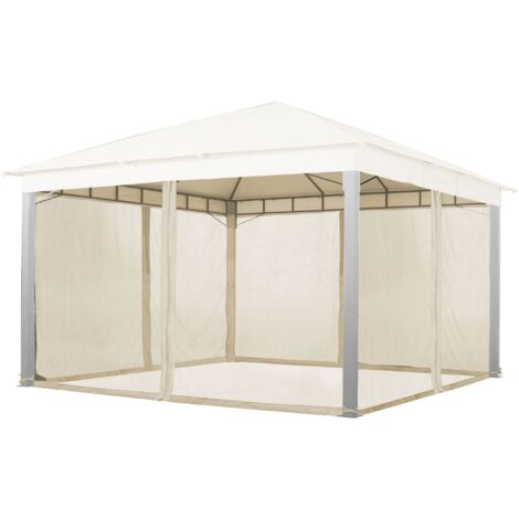 TOOLPORT Moskitonetz für Gartenpavillon Sunset Premium 4x4 m - Polyester - Insektengitter mit Reißverschluss - champagner