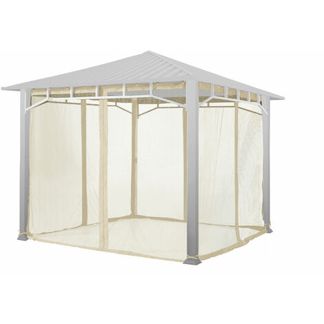 TOOLPORT Moskitonetz für Gartenpavillon Sunset Superior 3x3 m - Polyester - Insektengitter mit Reißverschluss - champagenr