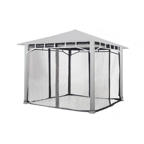 TOOLPORT Moskitonetz für Gartenpavillon Sunset Superior 3x3 m - Polyester - Insektengitter mit Reißverschluss - grau