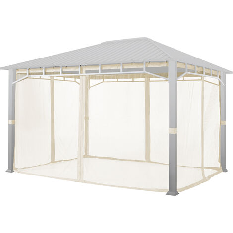 TOOLPORT Moskitonetz für Gartenpavillon Sunset Superior 3x4 m - Polyester - Insektengitter mit Reißverschluss - champagenr