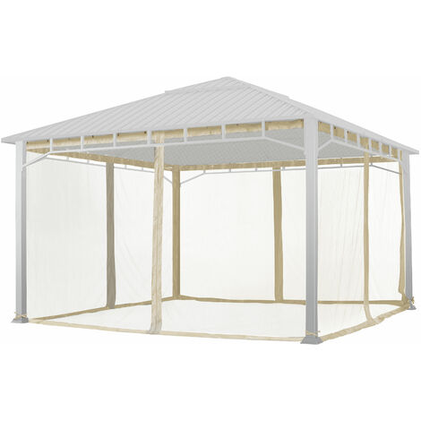 TOOLPORT Moskitonetz für Gartenpavillon Sunset Superior 4x4 m - Polyester - Insektengitter mit Reißverschluss - champagenr
