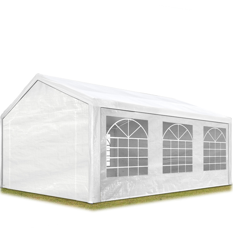 TOOLPORT Partyzelt Pavillon 3x6 m in weiß 180 g/m² PE Plane Wasserdicht UV Schutz Festzelt Gartenzelt - weiß