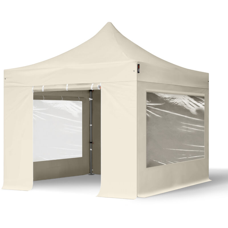Toolport Popup Gazebo Party Tent 3x3m - With Panorama Windows Premium 100% Waterproof Roof Marquee Cream