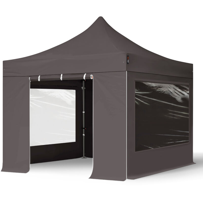 Toolport Popup Gazebo Party Tent 3x3m - With Panorama Windows Premium 100% Waterproof Roof Marquee Grey