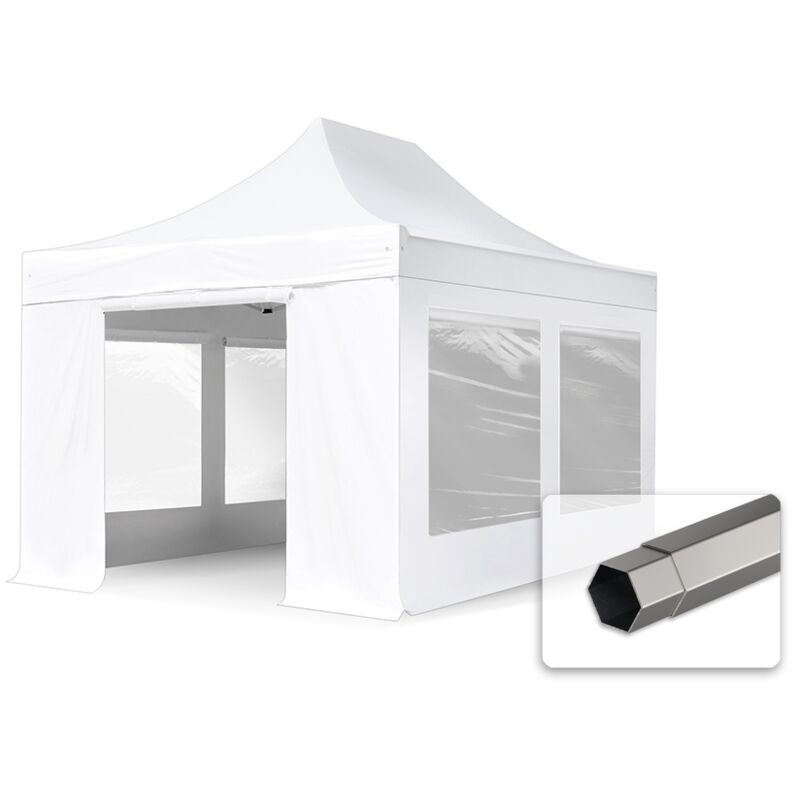 Toolport Popup Gazebo Party Tent 3x4, 5m - With Panorama Windows Premium 100% Waterproof Roof Marquee White