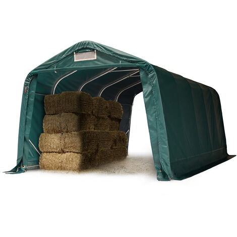 TOOLPORT Robusto refugio de pastizal 3,3x6 m impermeable lona PVC 800N tienda de almacenamiento, para suelos de hormigón, verde