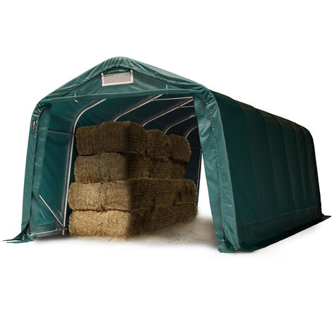 TOOLPORT Robusto refugio de pastizal 3,3x7,2 m impermeable lona PVC 800N tienda de almacenamiento, verde