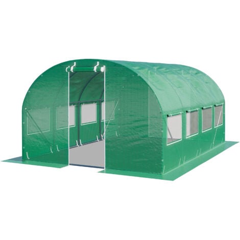 TOOLPORT INTENT24 Serre de Jardin Serre Tunnel Plastique Robuste 3x4m - Bâche PE 180g/m² vert transparent