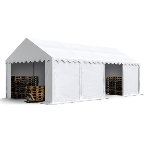 TOOLPORT Tendone deposito 4x8 m PVC 700 N bianco impermeabile tenda capannone tenda di stoccaggio