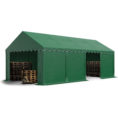 TOOLPORT Tendone deposito 4x8 m PVC 700 N verde scuro impermeabile tenda capannone tenda di stoccaggio