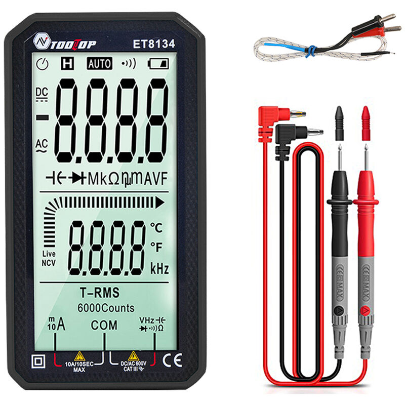 ET8134 Portable 4.7 Inch LCD Screen Multifunction Multimeter - Black - Tooltop