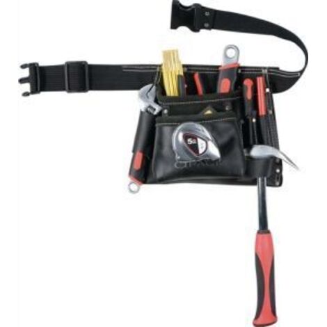 TOOLVIZION QP Werkzeugtasche inkl. Gürtel, Spalt Veloursleder schwarz