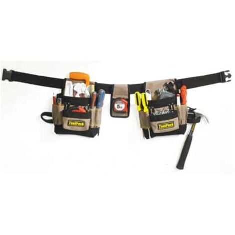 TOOLVIZION ToolPack Werkzeuggürtel mit 2 Taschen á 8 Fächer, inkl. Gürtel