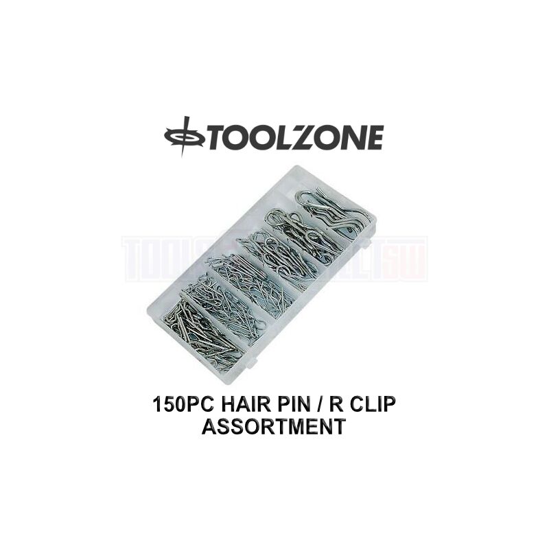 Toolzone - 150pc Assorted Hair Pin R/Clip Retaining Clips HW174