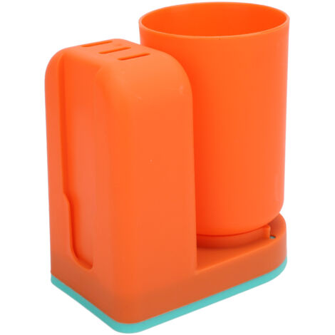 Toothbrush Cup Holder Multipurpose Modern Simple Design Space Saving Wall Mounted Toothbrush Holder with Cup Orange