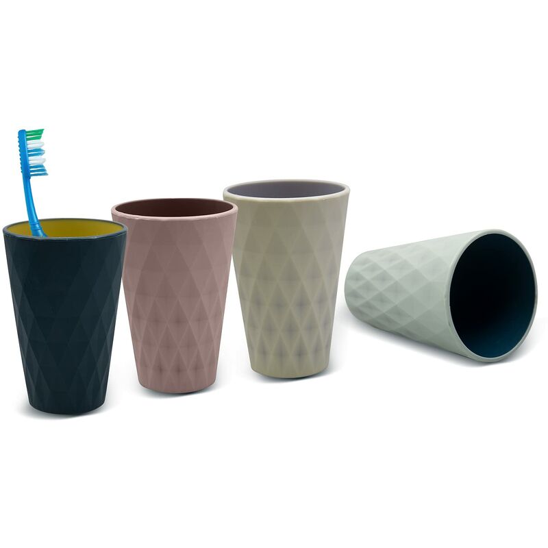 Toothbrush Cups 4pcs Two Tone Mouthwash Cups 450ml Plastic Toothbrush Cups Suitable for Toothbrush Holder in Bathroom