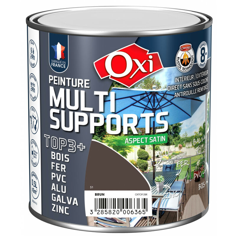 Peinture Multi-Supports Top3 Brun Ral 8017 Satin 0.5l