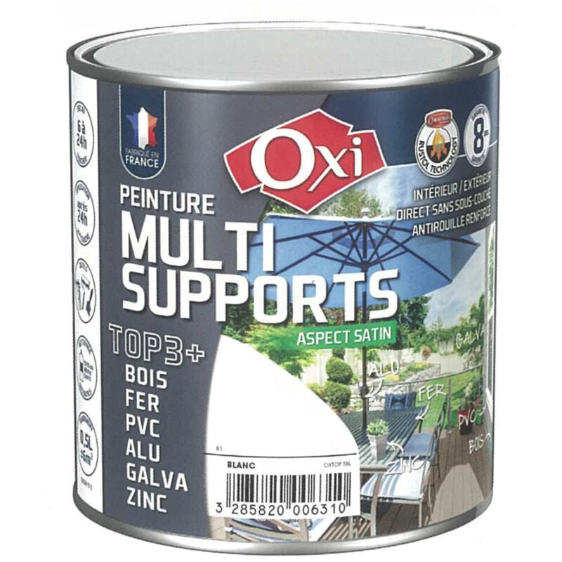 OXI - Peinture multi supports Top3 satin 0.5 litre noir