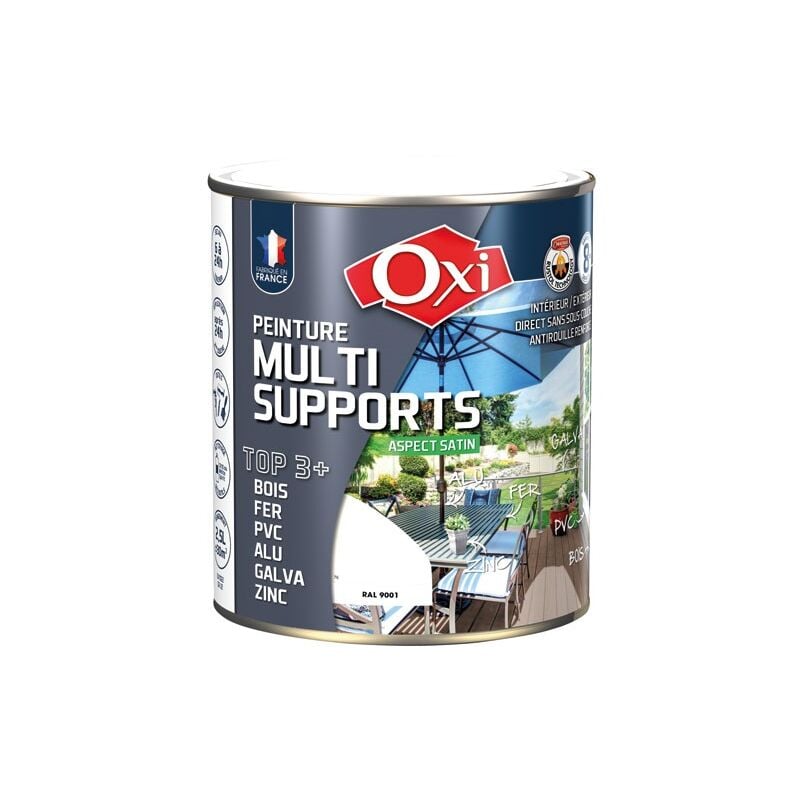 Oxi - Peinture top 3 bois fer pvc satin 2.5L blanc crème