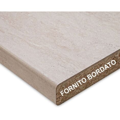 TOSCOHOME Top cucina forato e reversibile colore effetto marmo travertino 60x60x3.8H cm