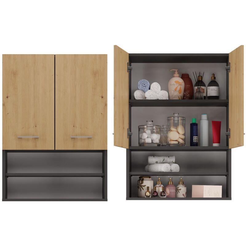 Topeshop - Meuble pour lave-linge Pola mini/dk anthracite artisan