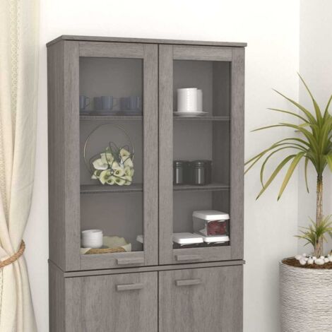 Top for Highboard HAMAR Light Grey 85x35x100cm Solid Wood Pine vidaXL