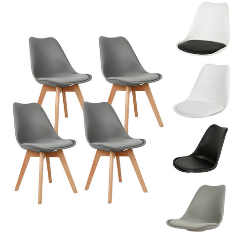 Chaise scandinave gris clair pieds bois d'hêtre (lot de 2) Yolo