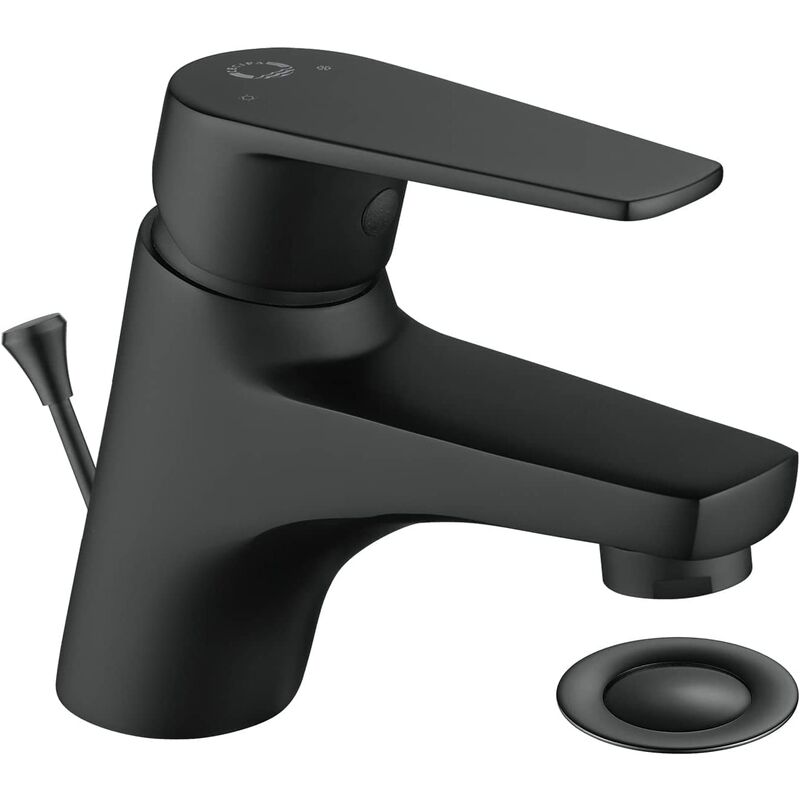 Mitigeur de lavabo - Robinet pour lavabo et vasque - Robinet de de Salle de Bain Eau Chaude et Froide - Noir - Cecipa