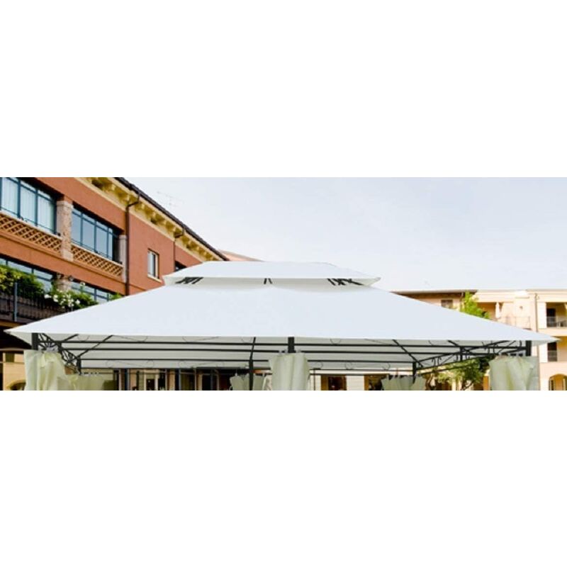 Telo di Ricambio per Gazebo 3x4 con Aggancio a Sporgenza Top Telo Ecrù con Airvent