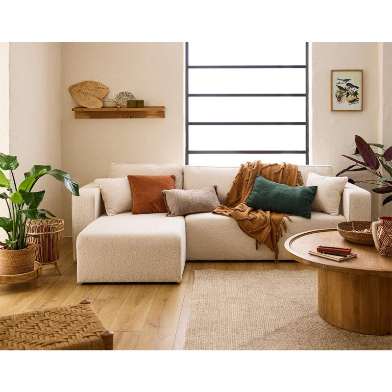 Topaze - canapé d'angle réversible - 4 places - convertible avec coffre - en tissu bouclette