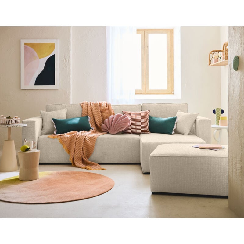 Topaze - canapé d'angle réversible - 4 places - convertible avec coffre - en tissu velours relief