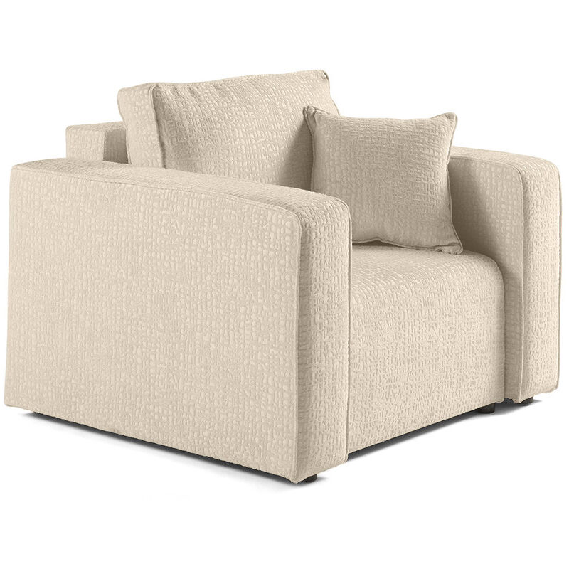 Topaze - fauteuil - en tissu velours relief - beige