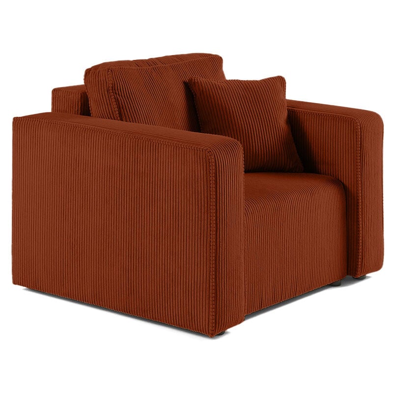 Bestmobilier - Topaze - fauteuil - en velours côtelé - terracotta