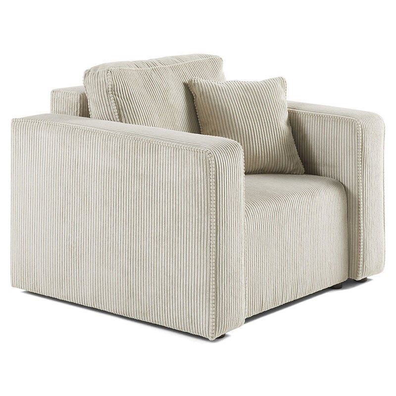 Bestmobilier - Topaze - fauteuil - en velours côtelé - beige