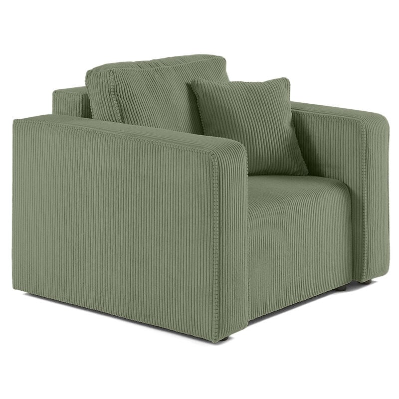 Bestmobilier - Topaze - fauteuil - en velours côtelé - vert sauge