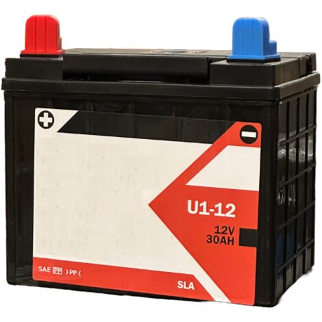 Topcar – Batterie tondeuse 12V 30Ah 300A – Courant de démarrage 300A – Dimensions 190x122x185mm – Borne + à gauche