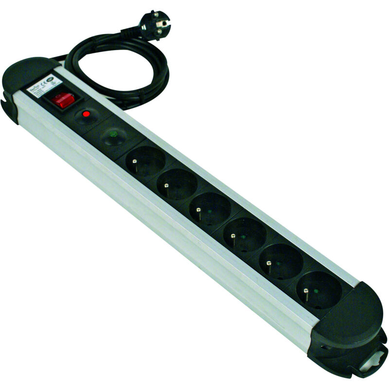 Bloc 6 prises protégées foudre avec protection enfant - S03158