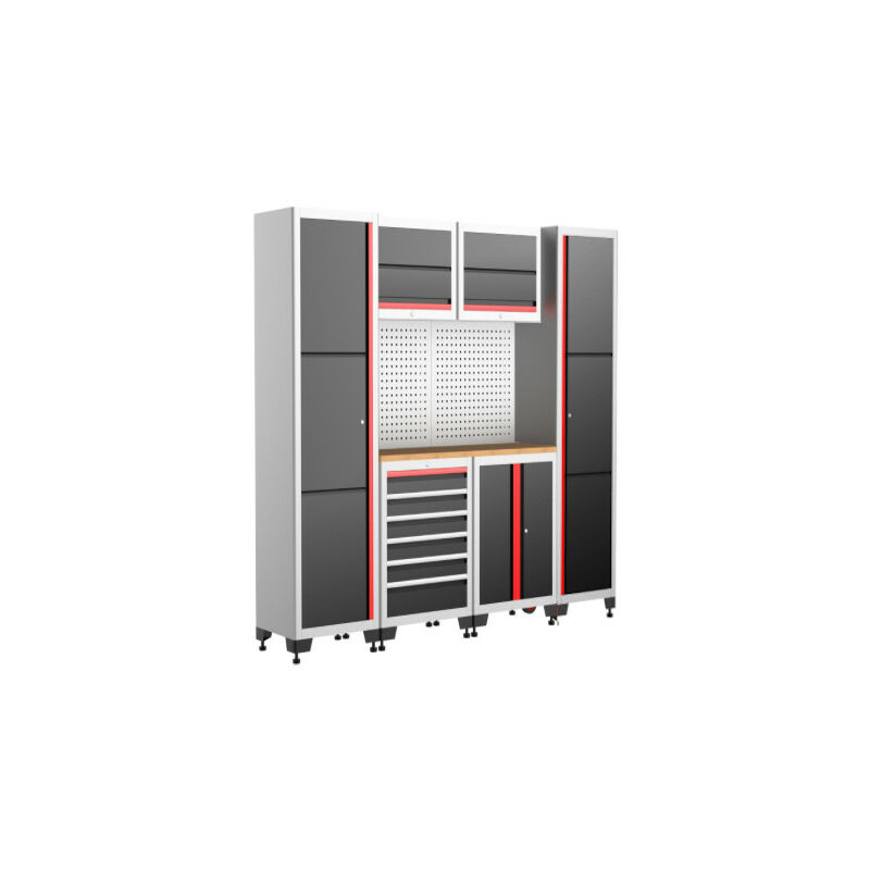 Topcar - Meuble de rangement atelier 6 modules 9 pièces - RACING-MRA-6M9P - Ce produit de marque est neuf.